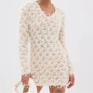 AKIRA Cream Textured Lace Dress